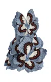 Oscar De La Renta Embroidered Threadwork Mini Dress In Blue