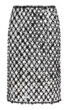 Oscar De La Renta Embroidered Tulle Midi Skirt In Black,white