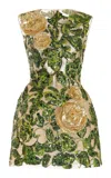 Oscar De La Renta Embroidered Tulle Mini Dress In Green
