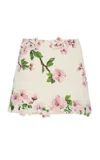 Oscar De La Renta Embroidered Tweed Mini Skirt In Ivory