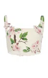 Oscar De La Renta Embroidered Tweed Top In Ivory