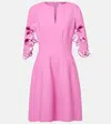 Oscar De La Renta Embroidered Wool-blend Lace Midi Dress In Pink