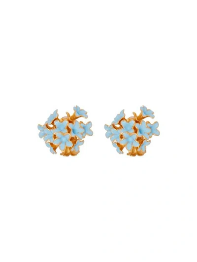 Oscar De La Renta Enamel Bouquet Button Earrings In Gold