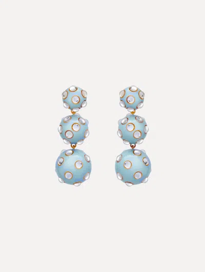 OSCAR DE LA RENTA ENAMEL CABOCHON DROP CLIP-ON EARRINGS