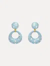 Oscar De La Renta Enamel Cabochon Hoop Clip-on Earrings In Blue