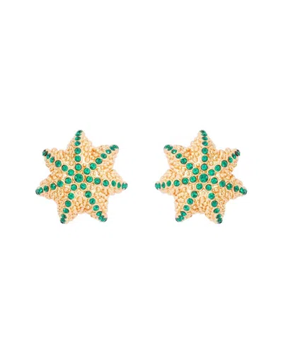 Oscar De La Renta Enamel Cactus Ball Earrings In Gold