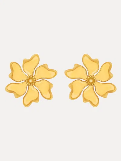 Oscar De La Renta Enamel Cherry Blossom Clip-on Earrings