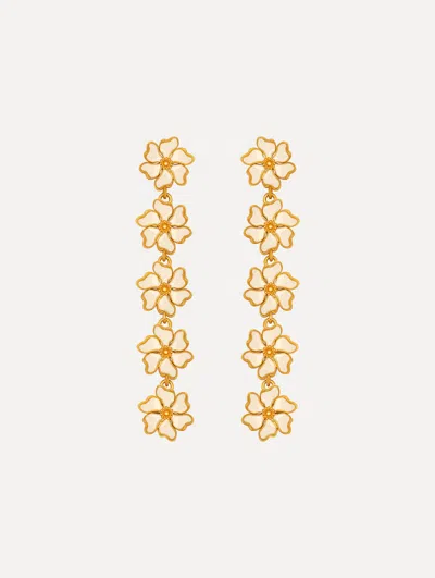 Oscar De La Renta Enamel Cherry Blossom Drop Earrings