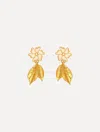 Oscar De La Renta Enamel Cherry Blossom Leaf Earrings