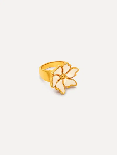 Oscar De La Renta Enamel Cherry Blossom Ring