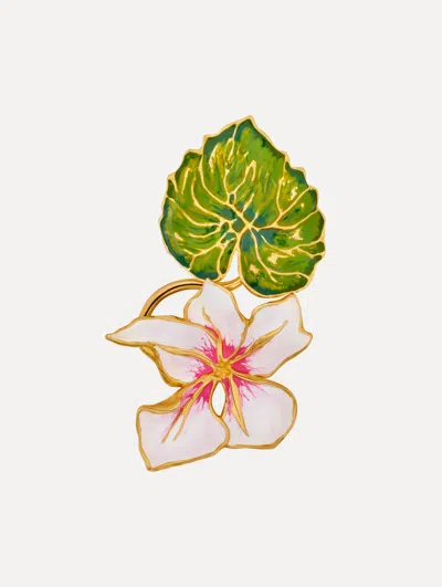 Oscar De La Renta Enamel Cyclamen Brooch In Multi