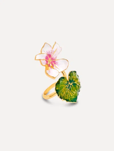 Oscar De La Renta Enamel Cyclamen Ring In Multi