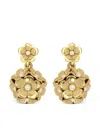 Oscar De La Renta Enamel Floral Drop Earrings In Gold
