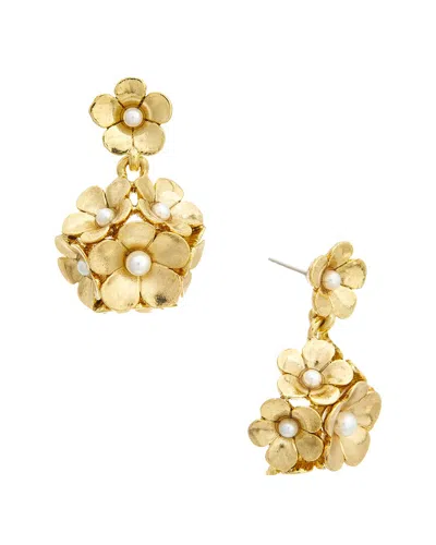Oscar De La Renta Enamel Floral Earrings In Gold