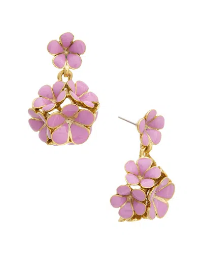 Oscar De La Renta Enamel Floral Earrings In Pink