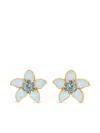 Oscar De La Renta Enamel-flower Crystal Earrings In Silver