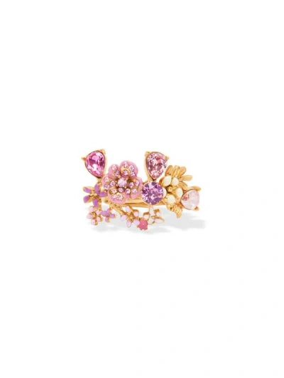 Oscar De La Renta Enamel Flower Garden Ring In Pink Multi