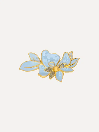 OSCAR DE LA RENTA ENAMEL JASMINE BROOCH