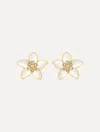 Oscar De La Renta Enamel Jasmine Earrings In Gold