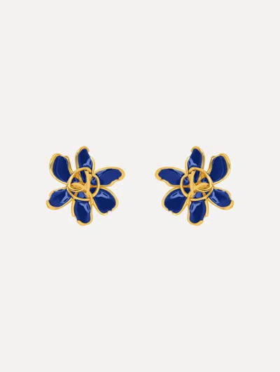 Oscar De La Renta Enamel O Flower Earrings In Gold