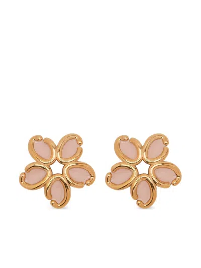 Oscar De La Renta Enamel O Flower Earrings In Rose