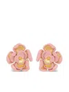 Oscar De La Renta Enamel Rose Clip-on Earrings In Gold