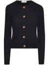 Oscar De La Renta English Rose Button Cardigan In Blue