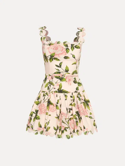 Oscar De La Renta English Rose Cotton Poplin Tiered Dress