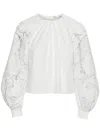 Oscar De La Renta English Rose Cut-out Poplin Blouse In White