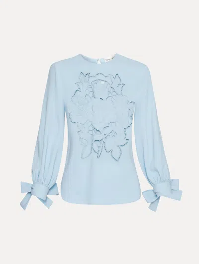 Oscar De La Renta English Rose Cutout Georgette Blouse