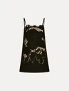 Oscar De La Renta English Rose Cutout Trapeze Dress In Black