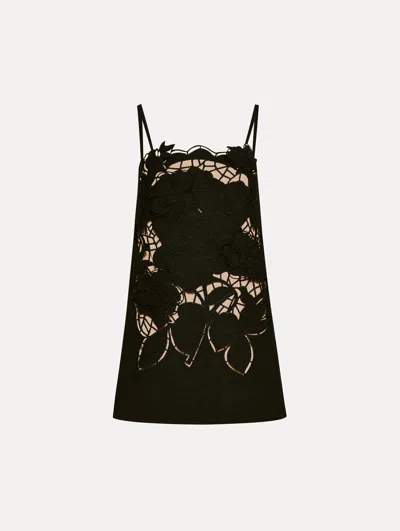 Oscar De La Renta English Rose Cutout Trapeze Dress In Black
