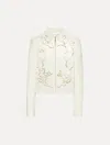 Oscar De La Renta English Rose Cutout Tweed Jacket In Neutral