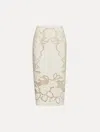 Oscar De La Renta English Rose Cutout Tweed Skirt In Neutral