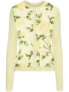 Oscar De La Renta English Rose Guipure Cardigan In Yellow