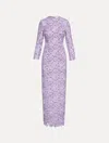 Oscar De La Renta English Rose Guipure Gown In Purple