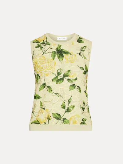 Oscar De La Renta English Rose Guipure Inset Tank