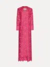 Oscar De La Renta English Rose Guipure Long Sleeve Gown In Pink