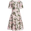 Oscar De La Renta Jacquard-midikleid In Pink/blush