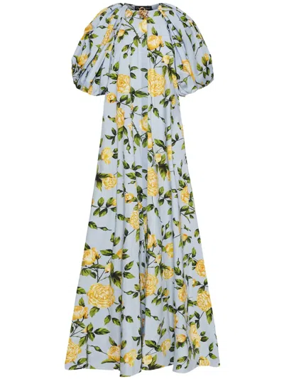 Oscar De La Renta English Rose Kaftan In Blue