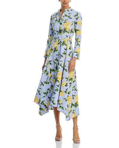 Oscar De La Renta English Rose Poplin Dress In Yellow