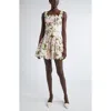 Oscar De La Renta English Rose Print Belted Minidress