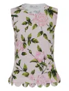 Oscar De La Renta English Rose-print Scallop-hem Top In Pink