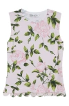Oscar De La Renta English Roses-print Knit Tank With Scalloped Trim In Pink/blush