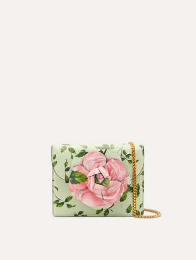 Oscar De La Renta English Rose Printed Mini Tro Bag In Green
