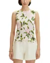 Oscar De La Renta English Roses-print Knit Tank With Scalloped Trim In Pink/blush