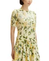 Oscar De La Renta English Rose-print Sequined Short-sleeve Sweater In Soft Yellow