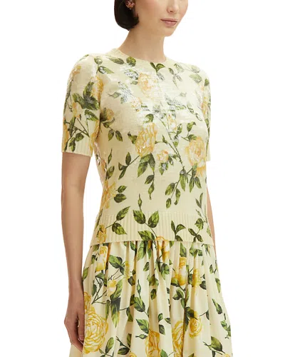 OSCAR DE LA RENTA OSCAR DE LA RENTA ENGLISH ROSE SHORT SLEEVE SWEATER