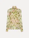 Oscar De La Renta English Rose Silk Chiffon Blouse