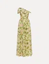 Oscar De La Renta English Rose One Shoulder Silk Chiffon Gown In Multi